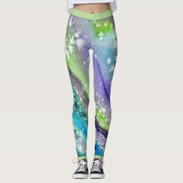 Design för abstrakt för limefruktblåttis leggings