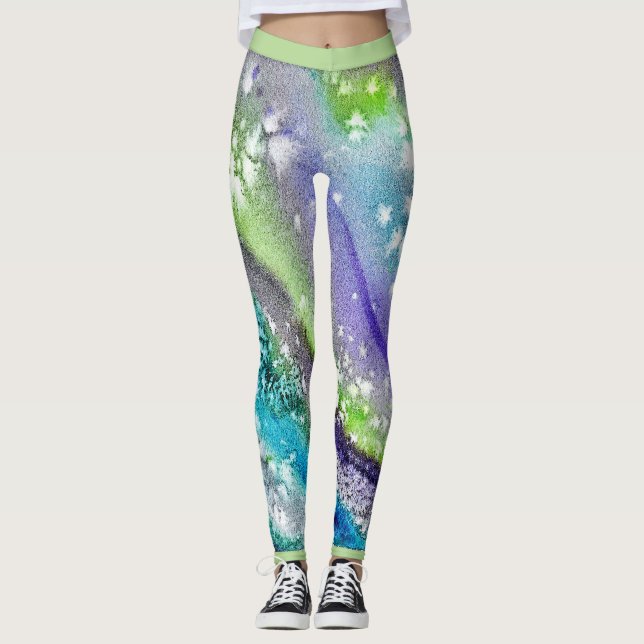 Design för abstrakt för limefruktblåttis leggings (Framsida)