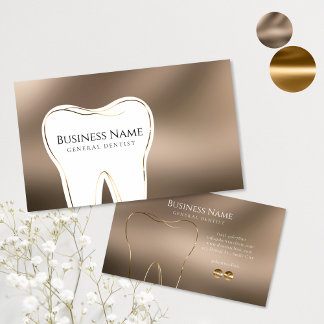 Design för Affärskortet Dental Beige & Guld Visitkort