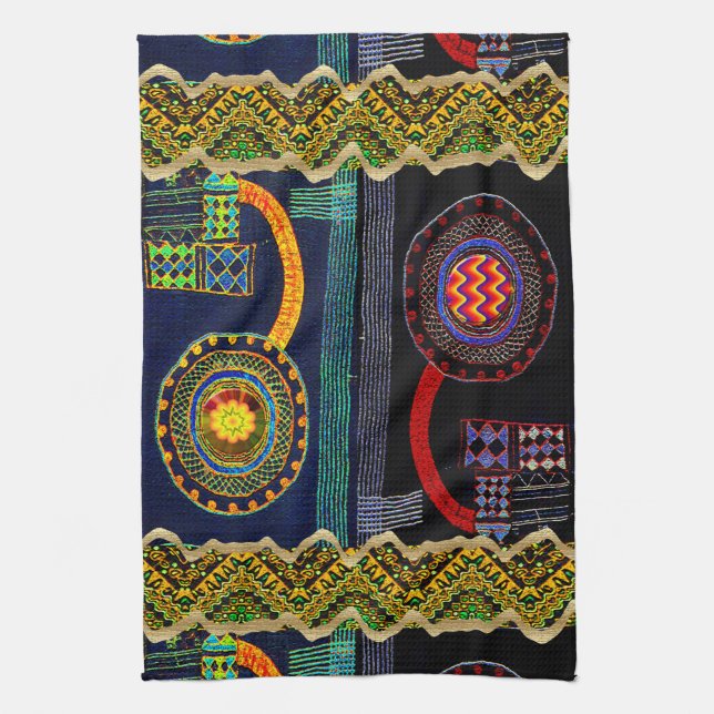 Design för afrikansk Blomsterträdgård Kökshandduk (Vertikal)