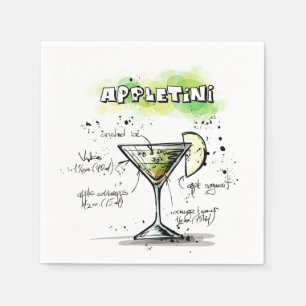 Design för AppleTini drinkrecept Pappersservett