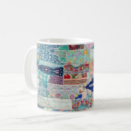 Design för Aqua och Blue Quilt Tapestry Kaffemugg