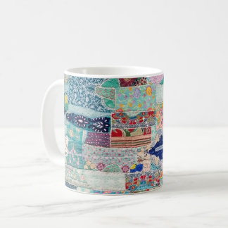 Design för Aqua och Blue Quilt Tapestry Kaffemugg