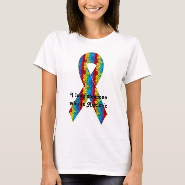 Design för Autismmedvetandeband 2 Tee Shirt (Framsida)