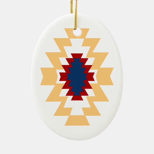 Design för Aztec indian för Southwest stam- Julgransprydnad Keramik (Baksidan)