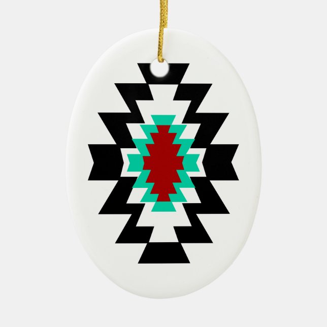 Design för Aztec indian för Southwest stam- Julgransprydnad Keramik (Framsidan)