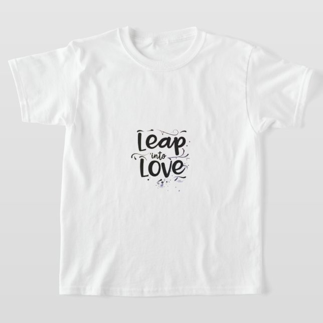 design för bilden av "Leap to Love". T Shirt (Laydown)