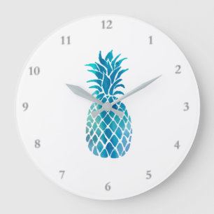 design för blå ananas stor klocka