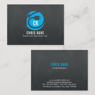 Design för blått- & grå färgelektrikerlogotyp visitkort