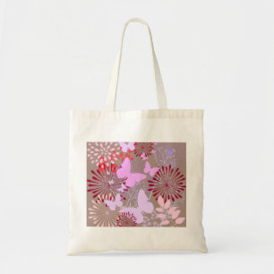 Design för blomma för fjärilsträdgårdvår tygkasse