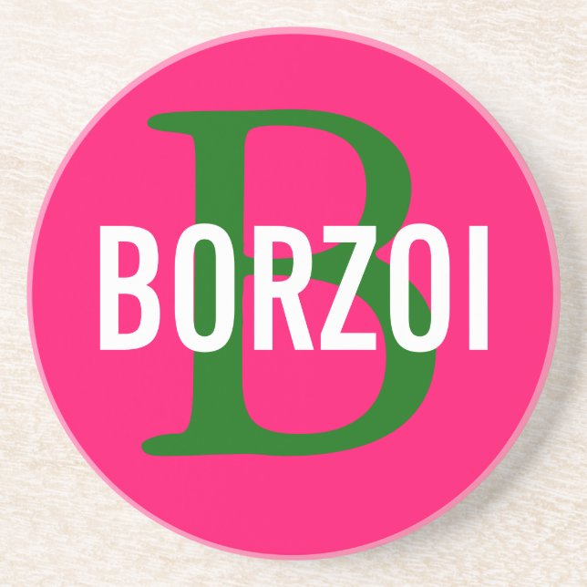 Design för BorzoiavelMonogram Underlägg Sandsten (Framsidan)