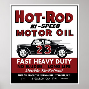 Design för can för tin för vintagehot rod motorisk poster