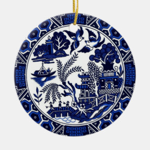 Design för china för klassikerblåttpil julgransprydnad keramik