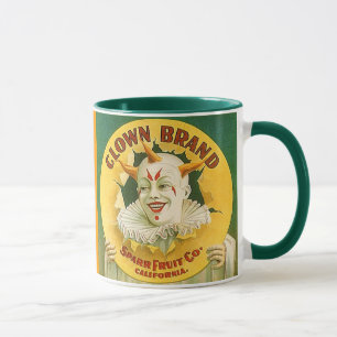 DESIGN FÖR CLOWN FÖR LÅDA LABEL~ FÖR FRUKT FÖ MUGG