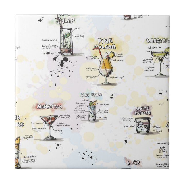 Design för coctaildrinkrecept kakelplatta (Framsidan)