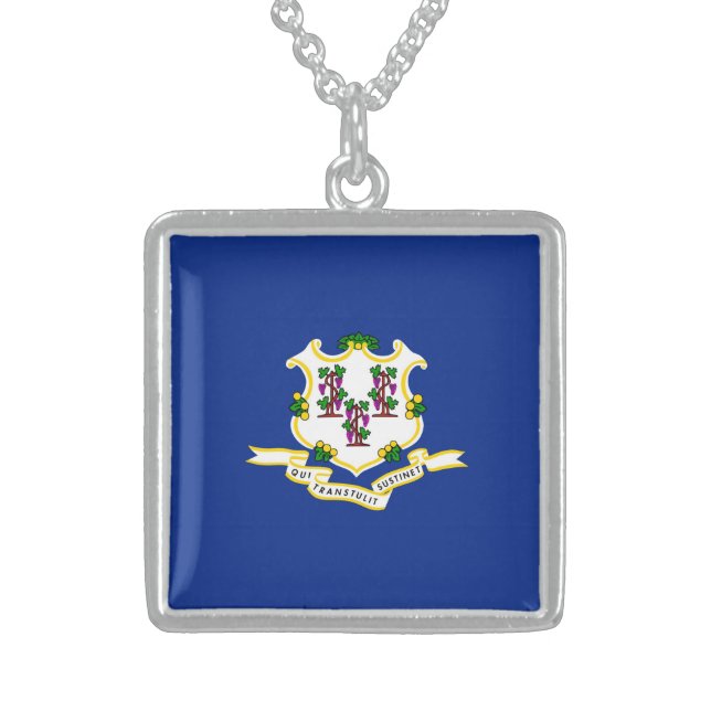 Design för Connecticut Statlig flagga Sterling Silver Halsband (Framsidan)