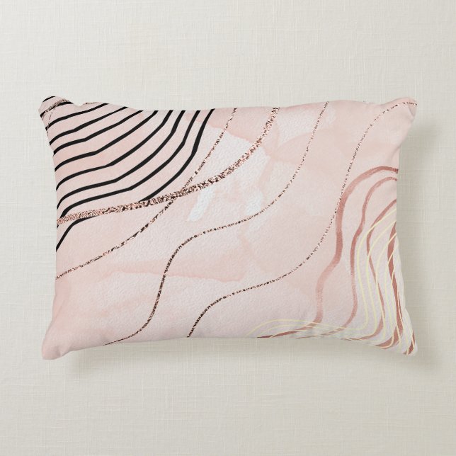 Design för Cute Girly Rosa Bohemian Ro Guld Prydnadskudde (Framsidan)