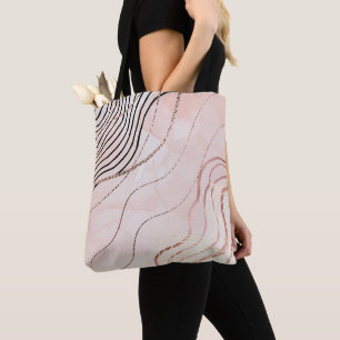 Design för Cute Girly Rosa Bohemian Ro Guld Tygkasse