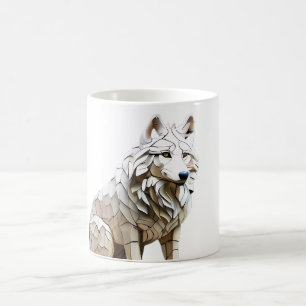 Design för Cute White Varg Mosaic Mugg