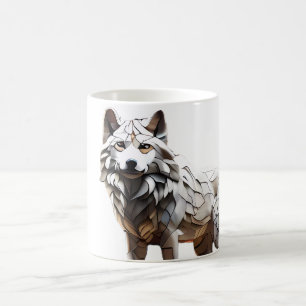 Design för Cute White Varg Mosaic Mugg
