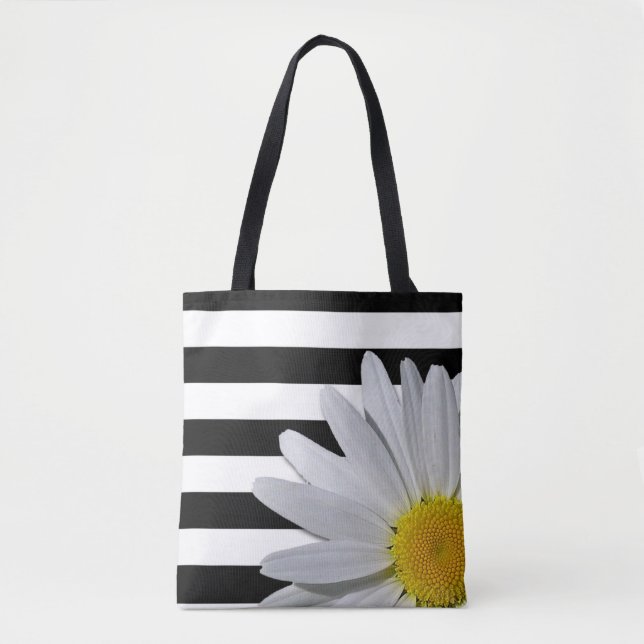 Design för daisyblomma- & randmönster tygkasse (Framsida)