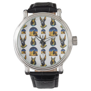 Design för den antika Egyptenen Pyramid Anubis Mön Armbandsur