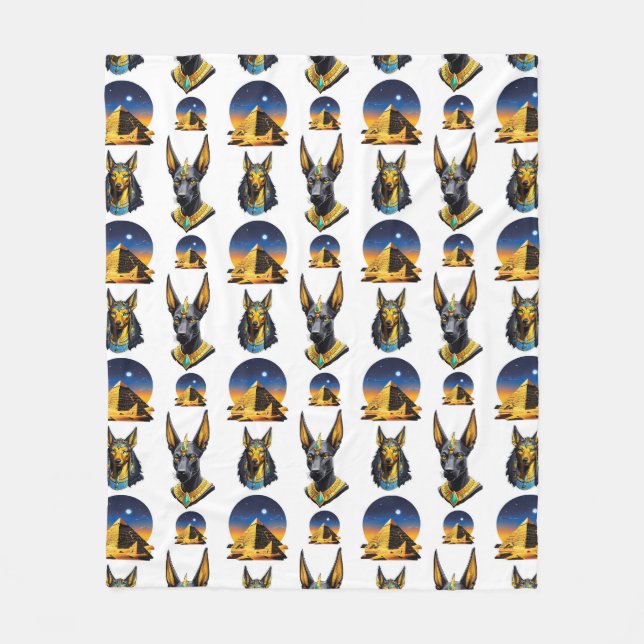 Design för den antika Egyptenen Pyramid Anubis Mön Fleecefilt (Framsidan)