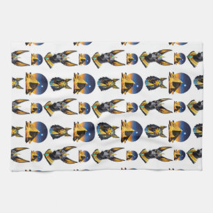 Design för den antika Egyptenen Pyramid Anubis Mön Kökshandduk