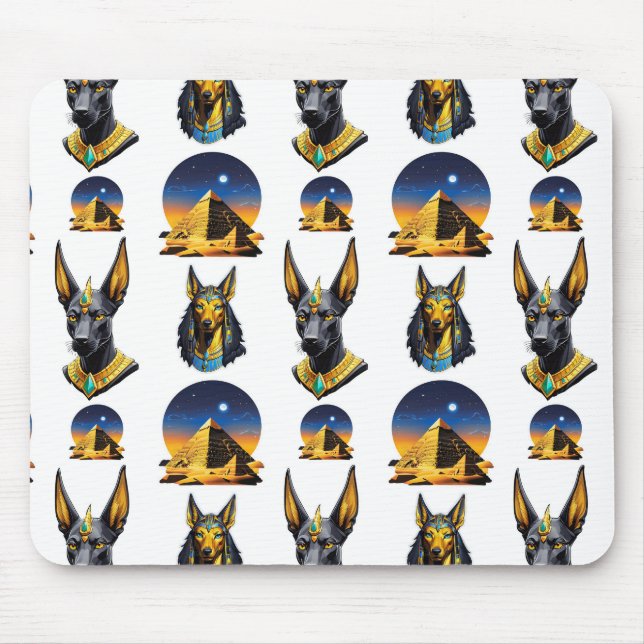 Design för den antika Egyptenen Pyramid Anubis Mön Musmatta (Framsidan)