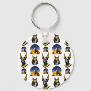 Design för den antika Egyptenen Pyramid Anubis Mön Nyckelring