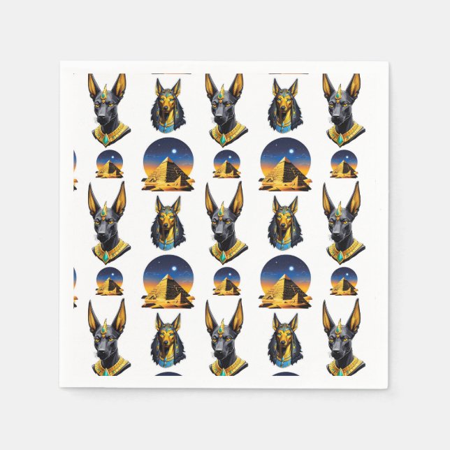 Design för den antika Egyptenen Pyramid Anubis Mön Pappersservett (Framsidan)
