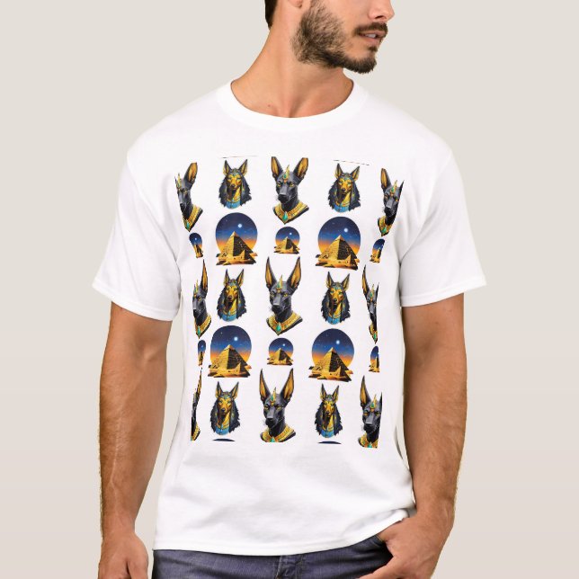 Design för den antika Egyptenen Pyramid Anubis Mön T Shirt (Framsida)