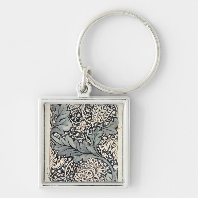 Design för den Avon chintzen, c.1886 Fyrkantig Silverfärgad Nyckelring (Framsidan)