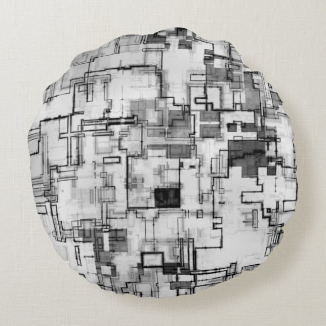 Design för digitala urbana kretsar rund kudde (Baksidan)