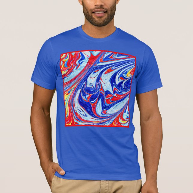 Design för dynamisk blå Abstrakt Mönster T Shirt (Framsida)