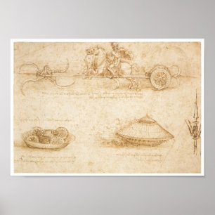 Design för en Armored bil, Leonardo Da Vinci Poster