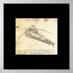 Design för en flygmaskin av Leonardo Da Vinci Poster