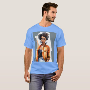 design för en t-shirt med en svart kvinna med