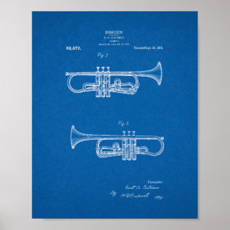 Design för ett trumpetpatent - Blåkopia Poster
