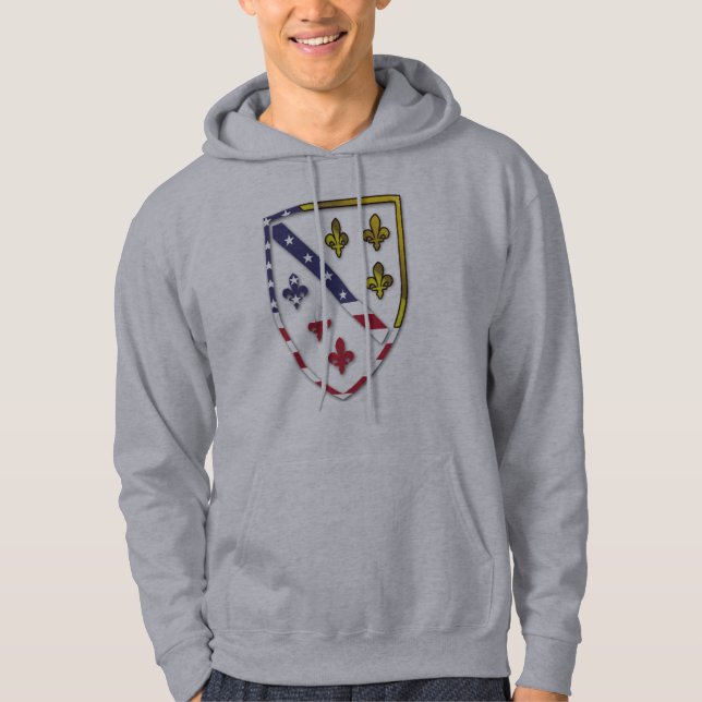 Design för flagga för BosnianAmerican Sweatshirt Med Luva (Framsida)