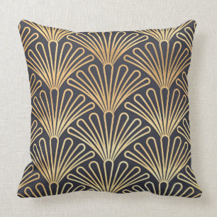 Design för fläkt för klassikerart déco guld- p kudde