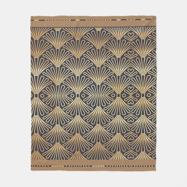 Design för fläkt för klassikerart déco guld- på a fleecefilt (Framsidan)