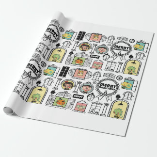 Design för fönster för julmönster djur presentpapper