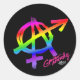 Design för genderanarkiregnbåge på mörk bakgrund runt klistermärke (Front)