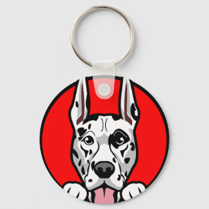 Design för great dane Hund - Utmatningscentrum - U Nyckelring