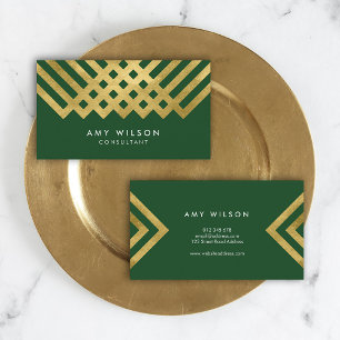 Design för grön Faux för elegant guld- geometri Visitkort