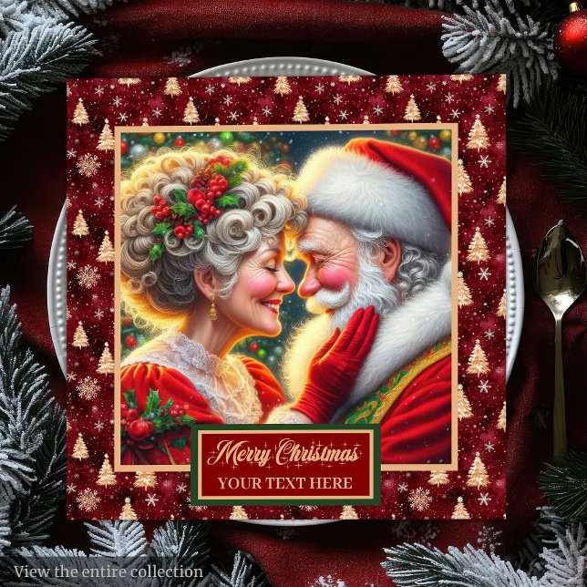 Design för Grönten Red Guld i Bord vid jul Pappersservett (Christmas Table Napkins Red Gold Green Design)