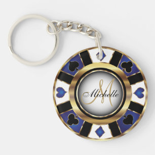 Design för guld och Blå Poker Chip - Monogram