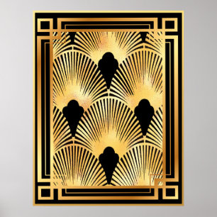 Design för guld och svart konst Deco Fläkt Poster