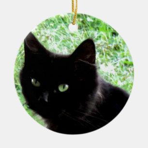 Design för Halloween svart kattfoto Julgransprydnad Keramik